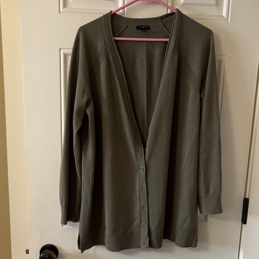 TALBOTS Plus Olive Green Women's Cardigan Sweater 1X